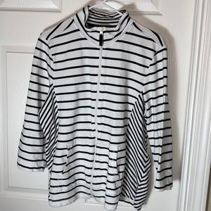 Talbots  Zipper front Jacket Sporty 3/4 sleeve Size XL with pockets high collar